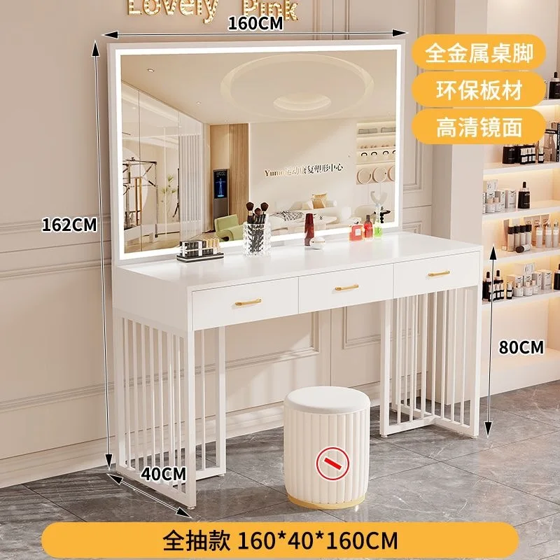 Beauty Makeup Studio - モダンなスタジオ用ドレッシングテーブル（ランプ付き）ブライダルショップ、美容院、学校、理髪店、メイクアップアーティスト用メイクアップテーブル、木製ドレッサー