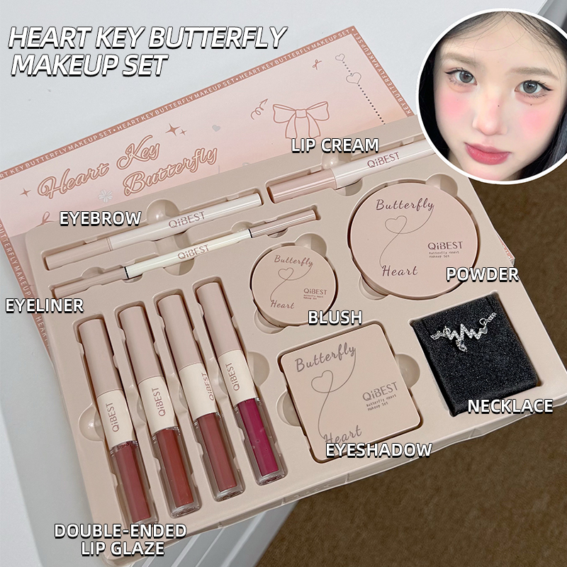 Huda Beauty Makeup Kit - メイクアップギフトボックス 蝶結び ハート限定 リップスティック パウダーブラッシュ アイシャドウ