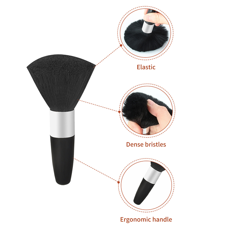 Makeup Beauty Ro - 新しいソフトネックフェイスダスター理容師黒ひげブラシヘアクリーニングヘアブラシサロンカット理髪スタイリングメイクアップツール