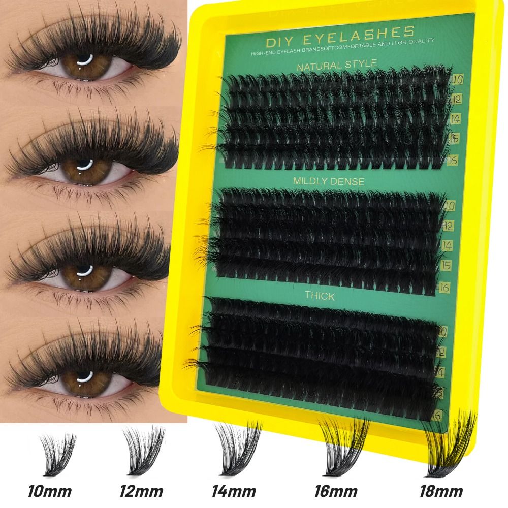 False Eyelashes Natural - ナチュラルルックつけまつげ ボンド＆シール ウィスピー風 DIYまつげエクステキット クラスターデザイン フェイクまつげメイクアップ強化