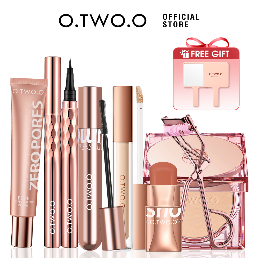 Huda Beauty Makeup Kit - O.TWO.O-フェイスメイクセット,アイライナー,口紅,パウダー,マスカラ,日焼け止め,8個が含まれています