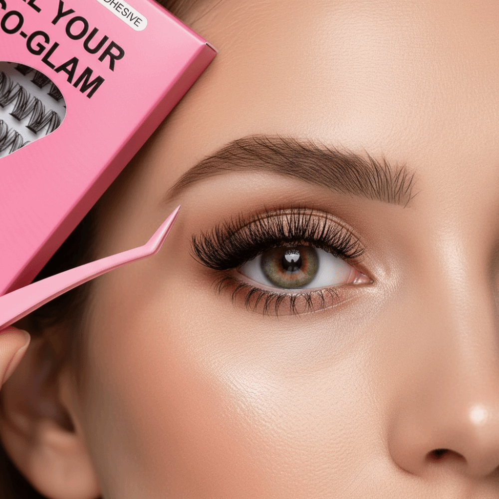 False Eyelashes Natural - 自然な見た目DIYまつげエクステキット ふわふわ 接着剤不要 つけまつげ 簡単装着 セルフ接着式まつげ束