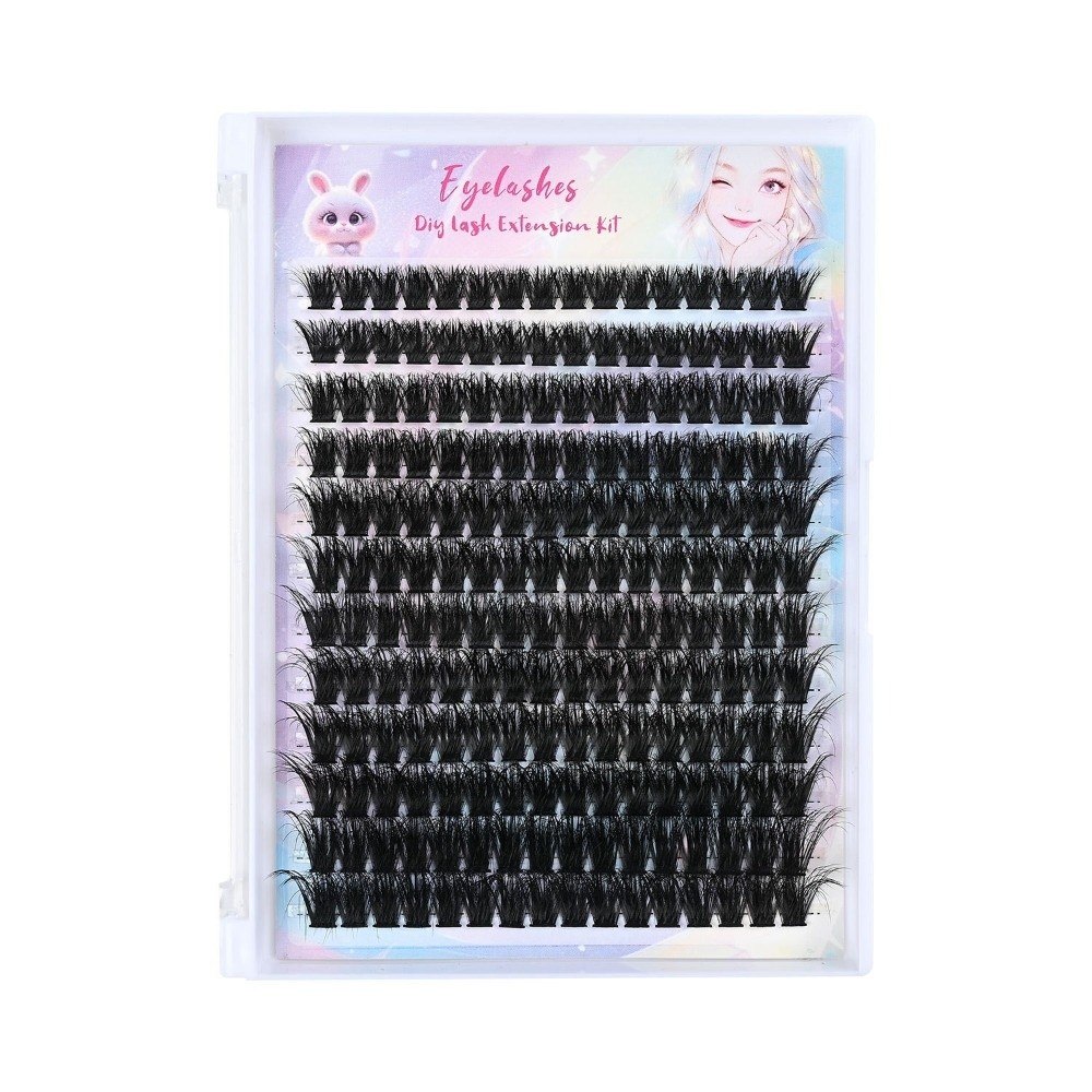 False Eyelashes Natural - ナチュラルルックつけまつげ ボンド＆シール クラスターデザイン DIYまつげエクステキット ウィスピー風 アイメイクツール