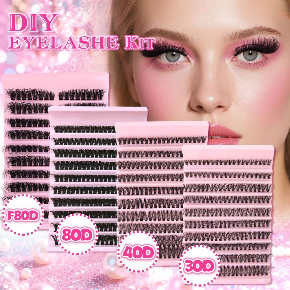 False Eyelashes Natural - ナチュラルルックつけまつげ ウィスピー風 ボンド＆シール DIYまつげエクステキット クラスターデザイン フェイクまつげメイクアップ強化