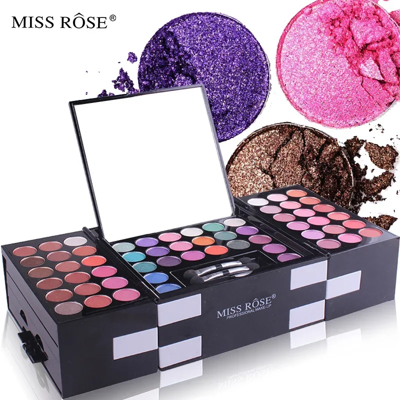 Huda Beauty Makeup Kit - ミス・ローズ メイクアップケースセットキット-究極のカラーコンビネーション-ホリデーギフトセット コスメティック アイシャドウ リップグロス ブラッシュ