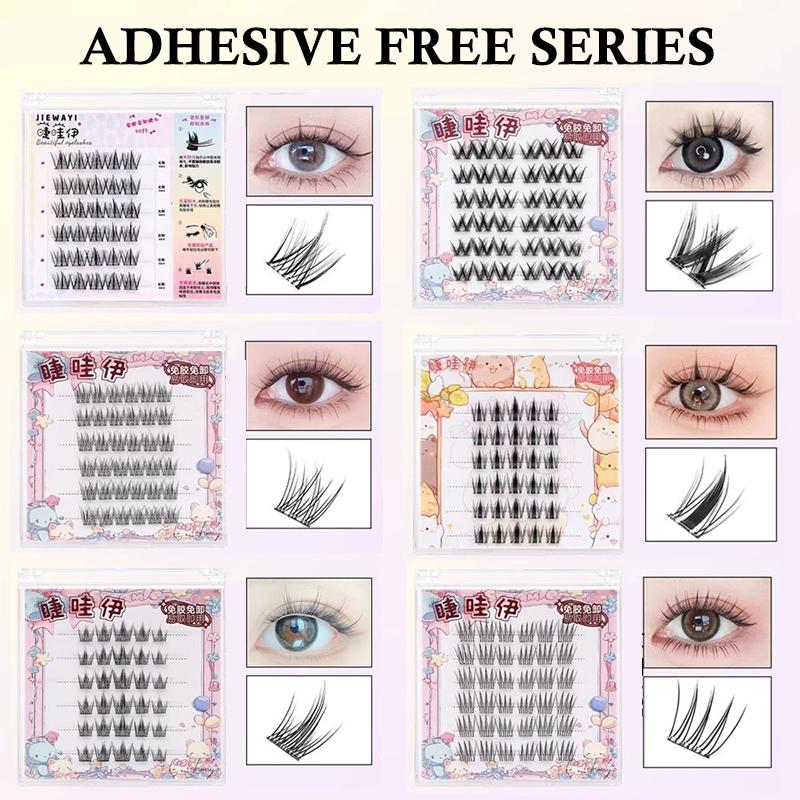 False Eyelashes Natural - 6列DIYセグメントつけまつげ、マンガ風つけまつげ、ナチュラルアニメつけまつげ、コスプレ3Dウィスピー厚め再利用可能なクラスターラッシュ