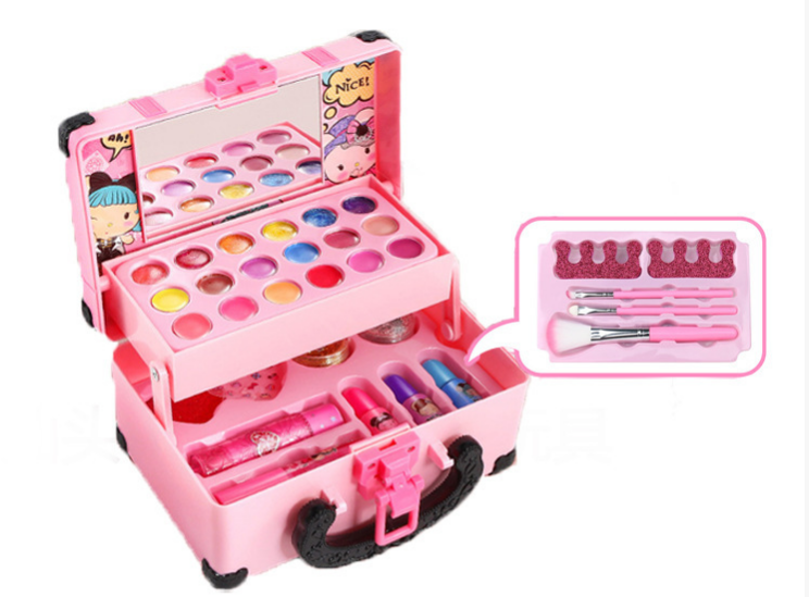 Beauty Makeup Kit For Girls - 女の子向け、ごっこ遊び用メイクアップおもちゃセット。プリンセス風のコスメボックス。無毒の口紅とアイシャドウのセット。子供向けのロールプレイ用美容おもちゃ。
