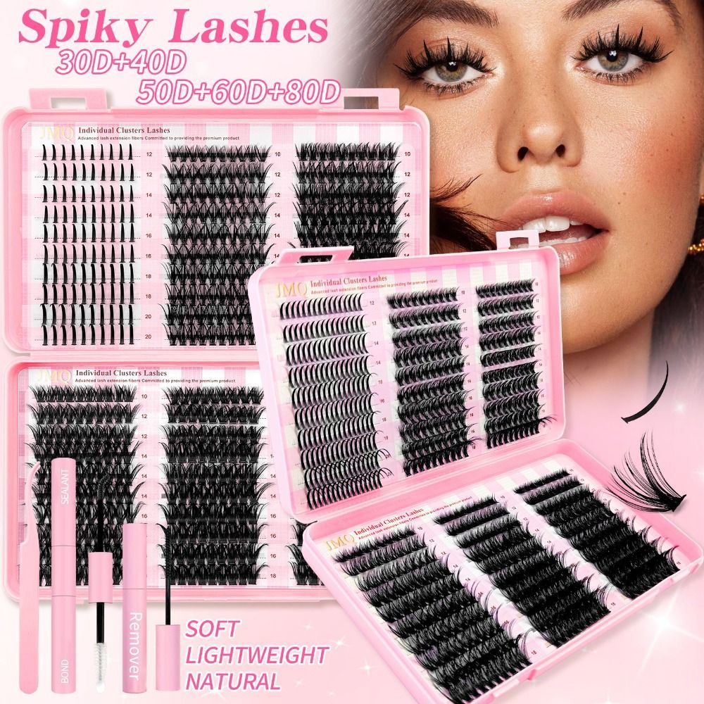 False Eyelashes Natural - 9-16mmの長さのつけまつげ、3DボリュームナチュラルルックDIYまつげエクステキット、ボリュームファン、ウィスピー風3Dフェイクミンクまつげ