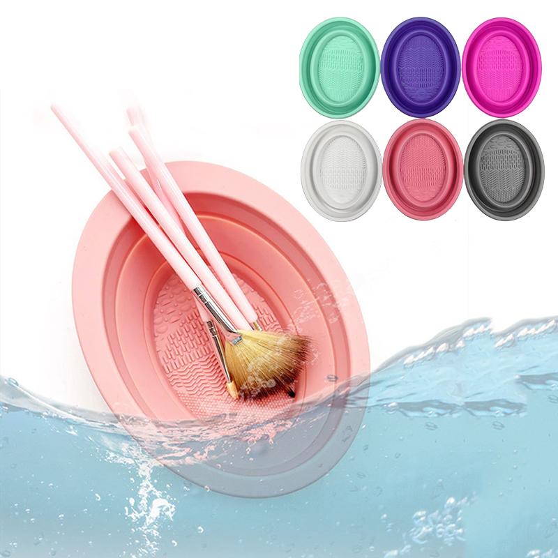 Beauty Makeup Brushes - ソフトシリコンメイクブラシクリーナー折りたたみパウダーパフクリーニングボウルアイシャドウブラシ洗浄クリーンマット美容ツールスクラバーボックス