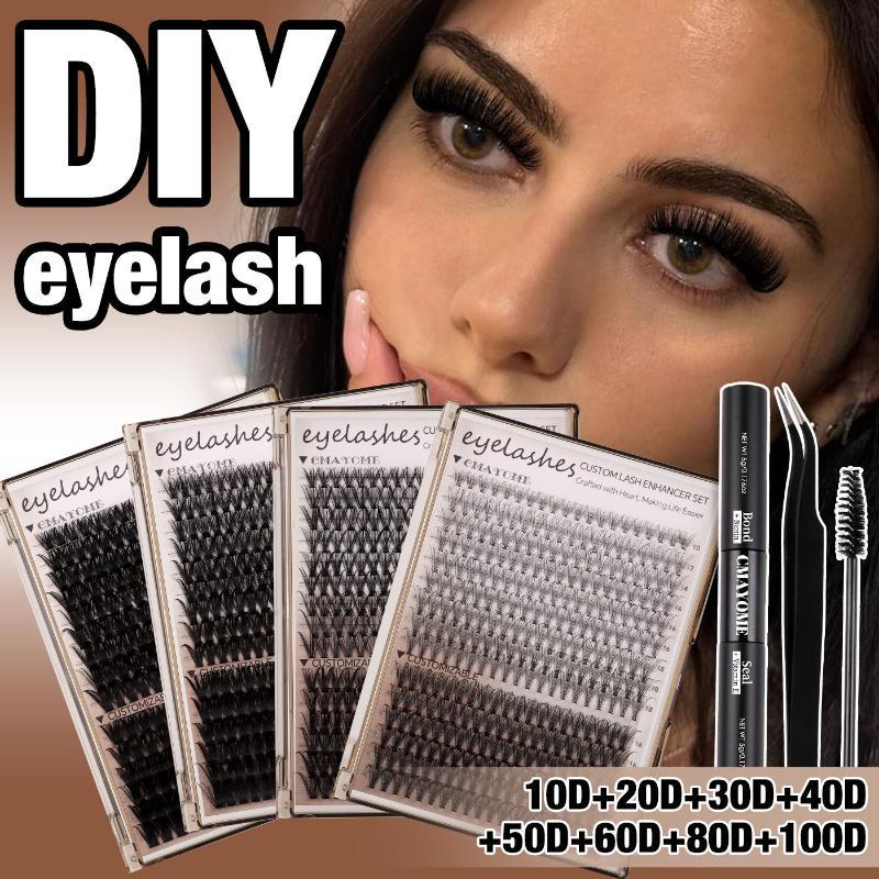 False Eyelashes Natural - 10D-100D 3D つけまつげキット DIY セグメント化されたまつげシングルクラスターまつげエクステンション用再利用可能な自然まつげ