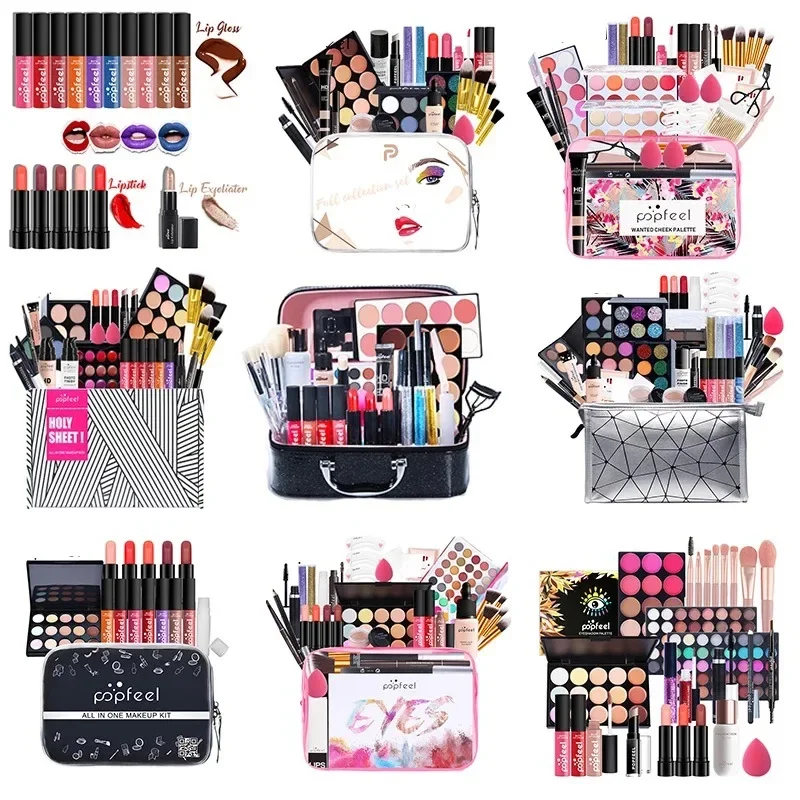 Huda Beauty Makeup Kit - POPFEEL メイクアップフルキット 女性用メイクアップセット アイシャドウパレット リップグロス マスカラ