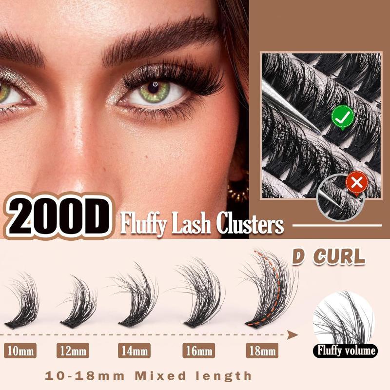 新しいふわふわ厚いまつげクラスターDIYまつげエクステ200 - Eyelash Extension のレビューと価格