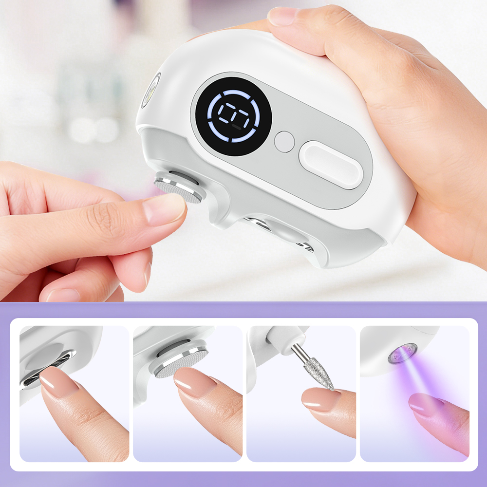 電動ネイルクリッパー 自動爪切り研磨機 研磨LEDライト付き - Uv Nail Lamp のレビューと価格