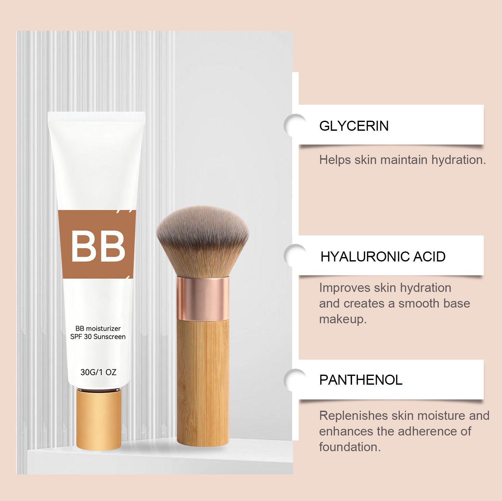 SPF30配合の色付き保湿BBクリーム、ヒアルロン酸配合で肌 - Makeup Beauty Ro のレビューと価格
