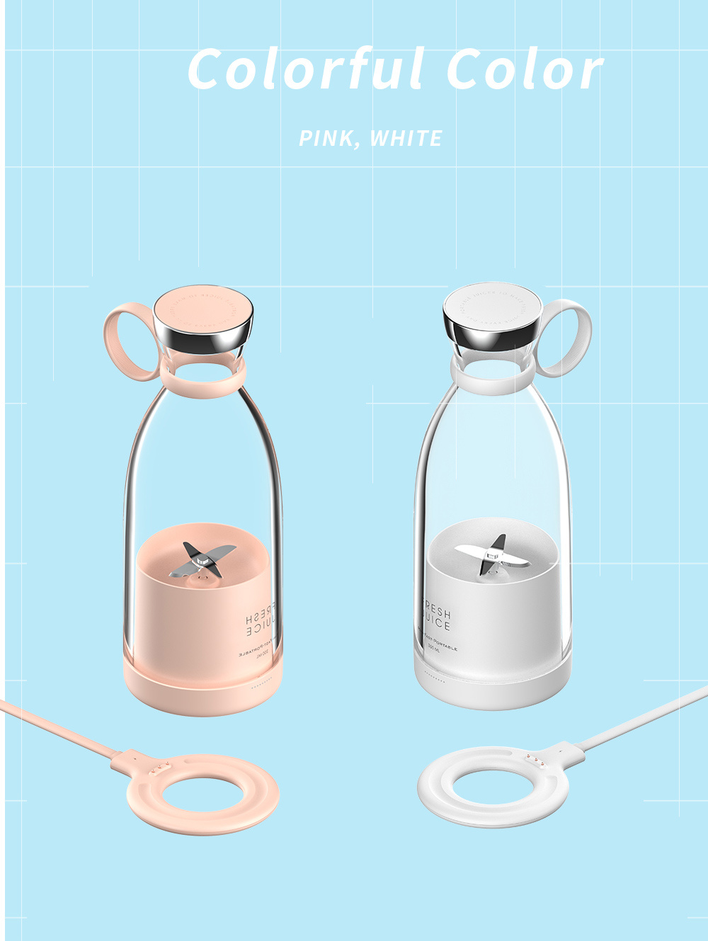ポータブルジューサー用USB充電器、充電式ミキサー、フレッシ - Makeup Beauty Ro のレビューと価格