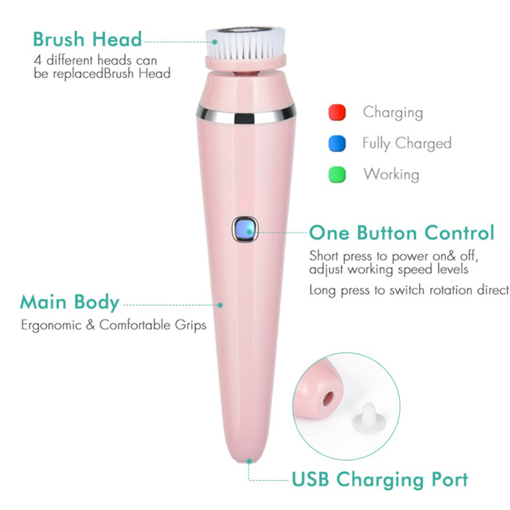 4 in 1 電動回転洗顔ブラシソニック防水充電式洗顔デバイ - Electric Face Cleanser Brush のレビューと価格