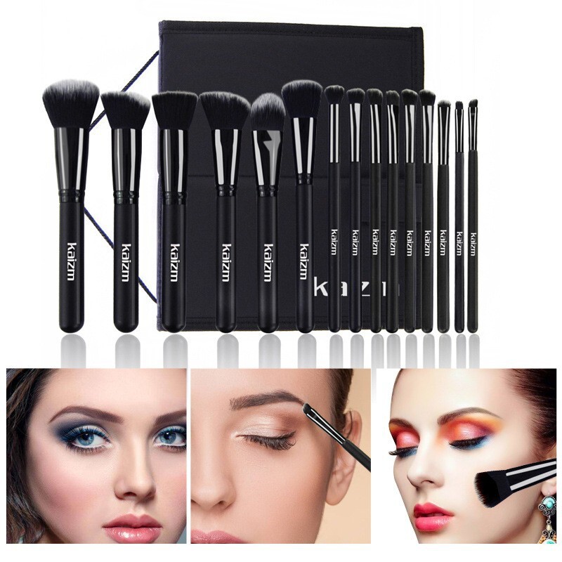 15本入りブラックメイクアップブラシセット、アイシャドウ、フ - Your Beauty Makeup のレビューと価格