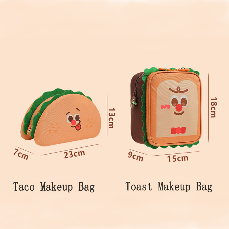 タコスとトーストの形をしたメイクアップバッグは、食べ物の可愛 - Your Beauty Makeup のレビューと価格