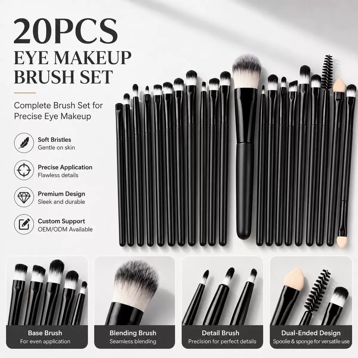 20本入りプロフェッショナルメイクブラシセット、柔らかい合成 - Makeup Beauty Ro のレビューと価格