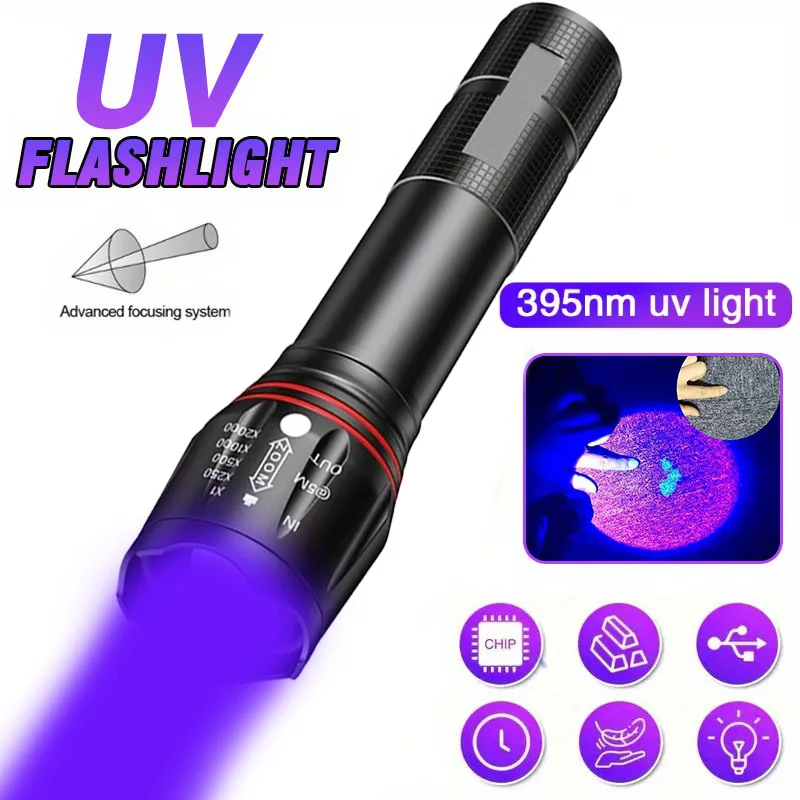 395nm UV 懐中電灯 ズーム可能 充電式 UV EDC - Uv Nail Lamp のレビューと価格