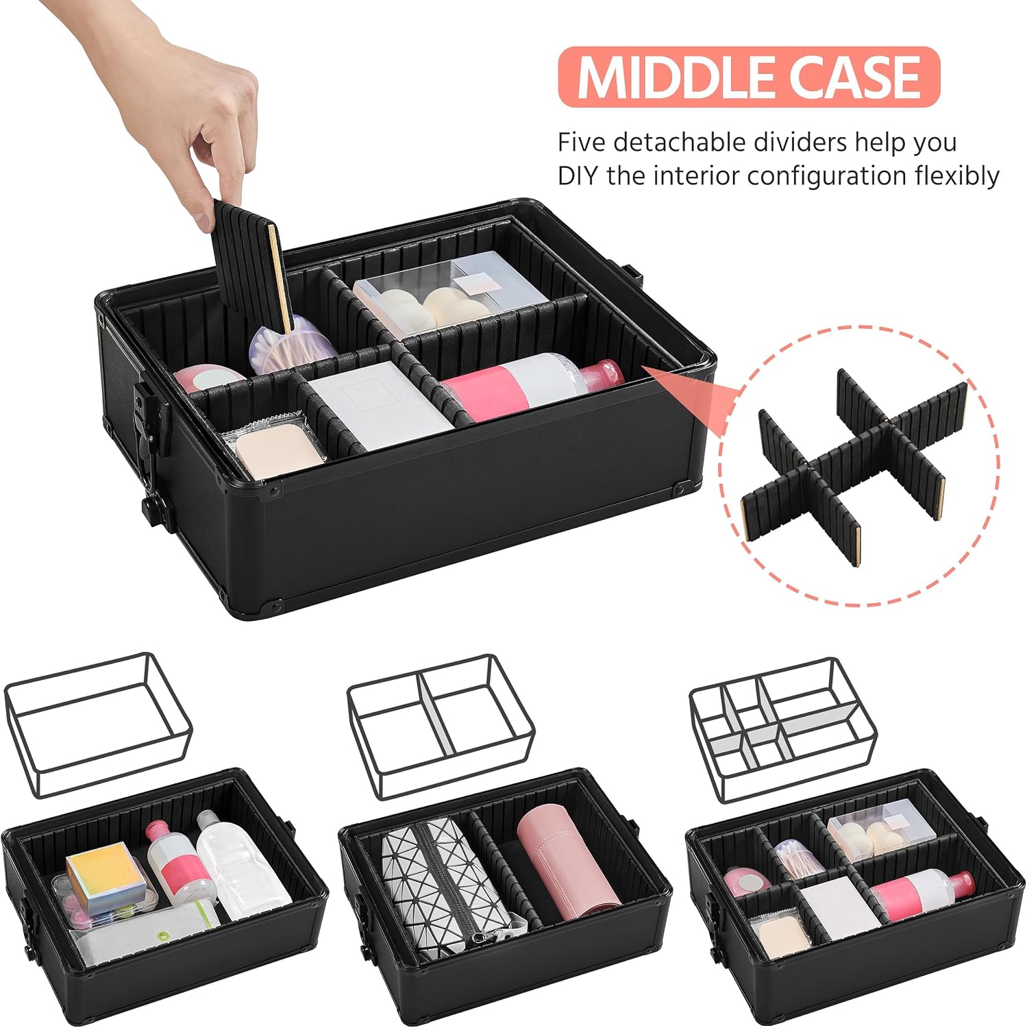ローリングメイクアップトレインケース、引き出し付き美容収納カ - Beauty In Makeup のレビューと価格