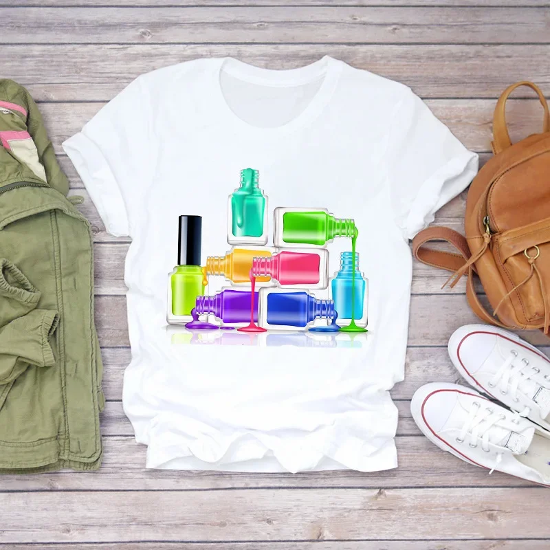 ファッション半袖白Tシャツ女性用ネイルアートメイクアップビュ - Your Beauty Makeup のレビューと価格