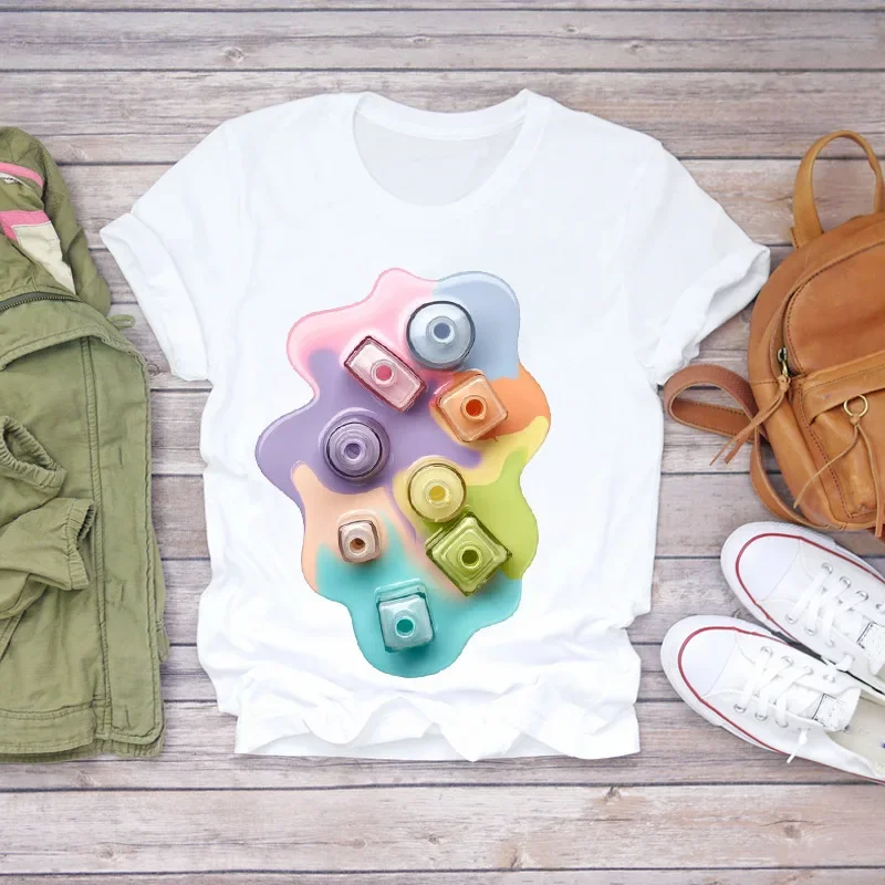 ファッション半袖白Tシャツ女性用ネイルアートメイクアップビュ - Your Beauty Makeup のレビューと価格